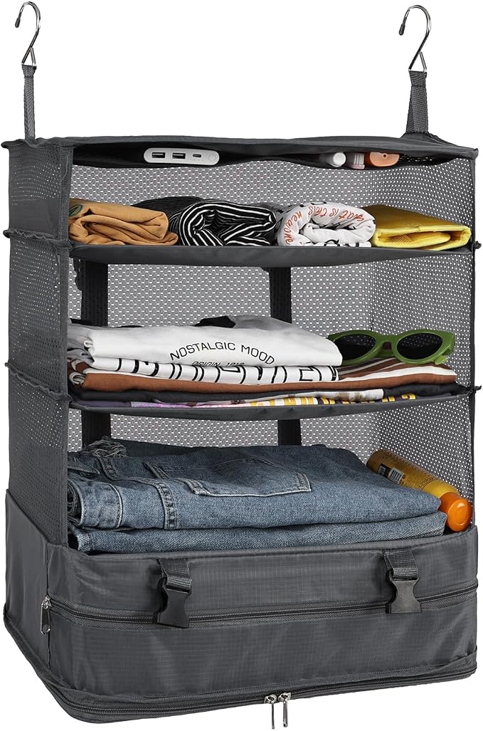 Surblue Hanging Closet Storage Bag Collapsible 3-Shelf Washable Oxford Fabric by SURBLUE