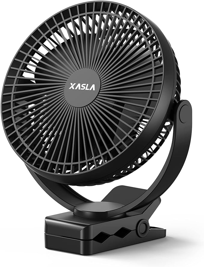 xasla 10000mAh Portable Clip on Fan, 8 inch Rechargeable Battery Operated by XASLA