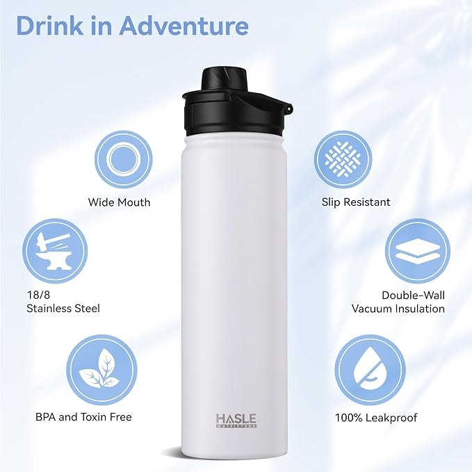 HASLE OUTFITTERS Insulated Water Bottle 22 oz Double Wall Stainless Steel Water - Image 2