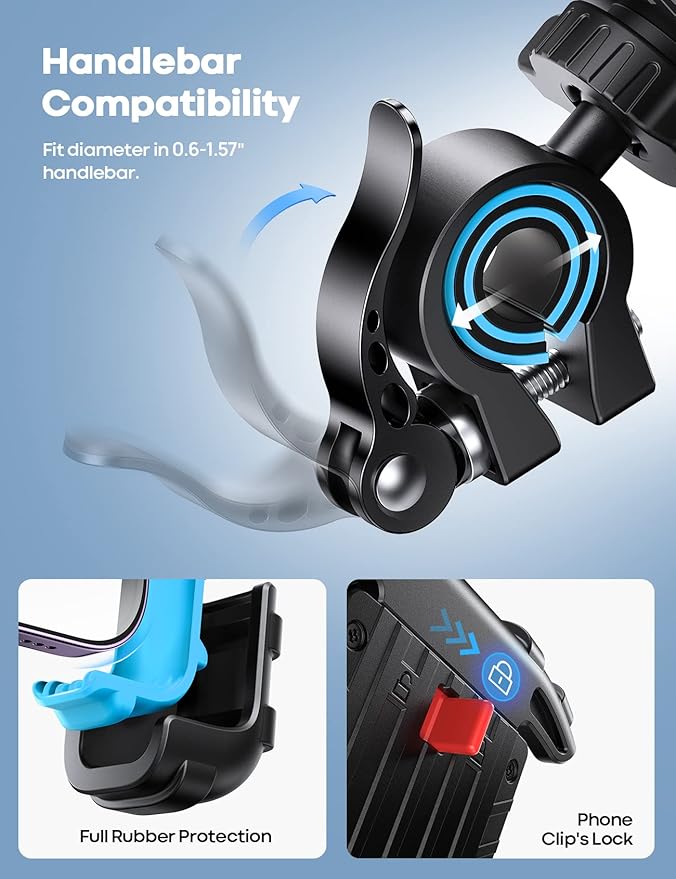 Lamicall Bike Phone Holder, Motorcycle Phone Mount - Image 5