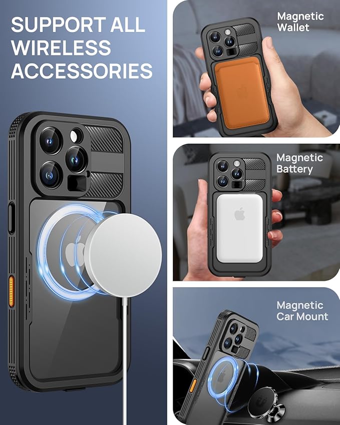 Lanhiem Magnetic for iPhone 16 Pro Case, Built-in Privacy Screen Protector - Image 4