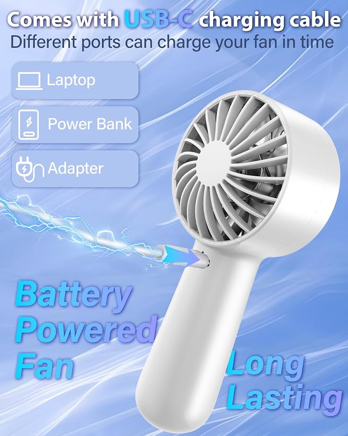 Portable Handheld Fan Personal Small Turbo Hand Fan Powerful, USB Rechargeable - Image 6