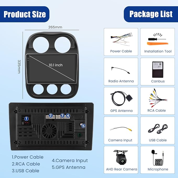 Inefala Android 15 Car Radio for Jeep Compass Patriot 2010-2016 Car Stereo - Image 8