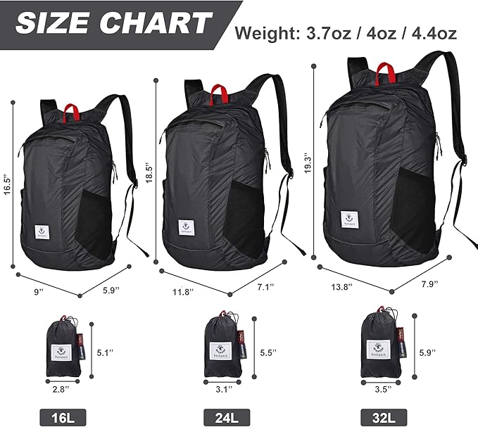 4Monster Hiking Daypack, Water Resistant Lightweight Packable Backpack - Image 3
