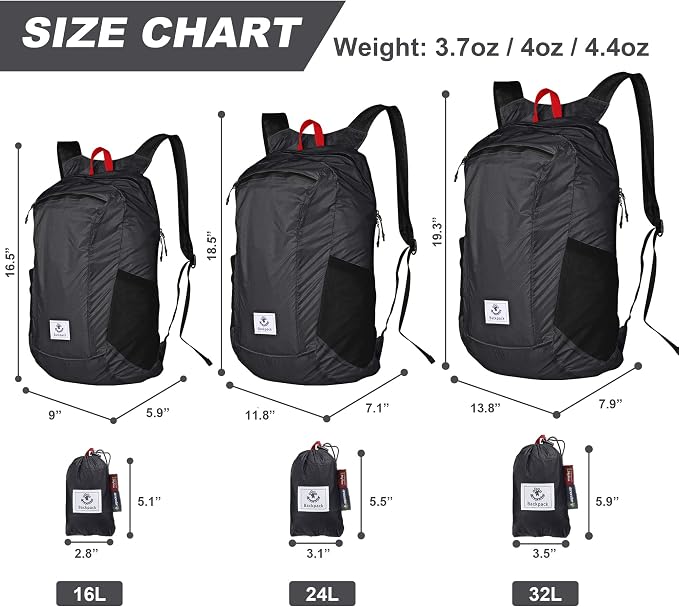 4Monster Hiking Daypack, Water Resistant Lightweight Packable Backpack - Image 3