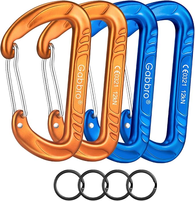 Gabbro Carabiner Clips Heavy Duty 12kN, Wiregate Aluminum Lightweight Caribeener by Gabbro