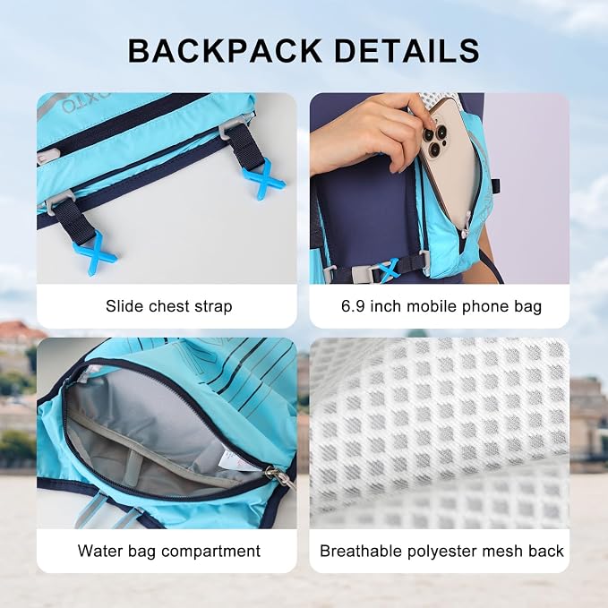 INOXTO Running Hydration Vest Backpack, Lightweight Insulated Pack - Image 6