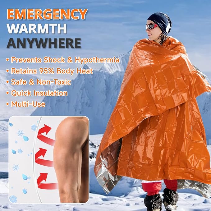 SecuCaptain Survival Emergency Thermal Blankets: Thicken 28um Space Mylar - Image 7