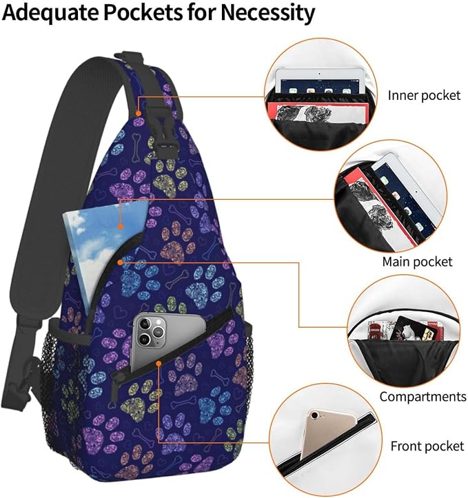 Dog Paw Sling Bag For Women Men Cute Footprint Backpack Crossbody Shoulder Bag - Image 4