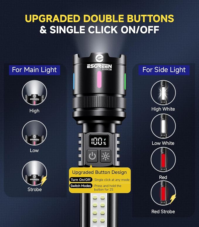 Esgreen LED Rechargeable Flashlights High Lumens 20000 2 Pack, Single Click - Image 4