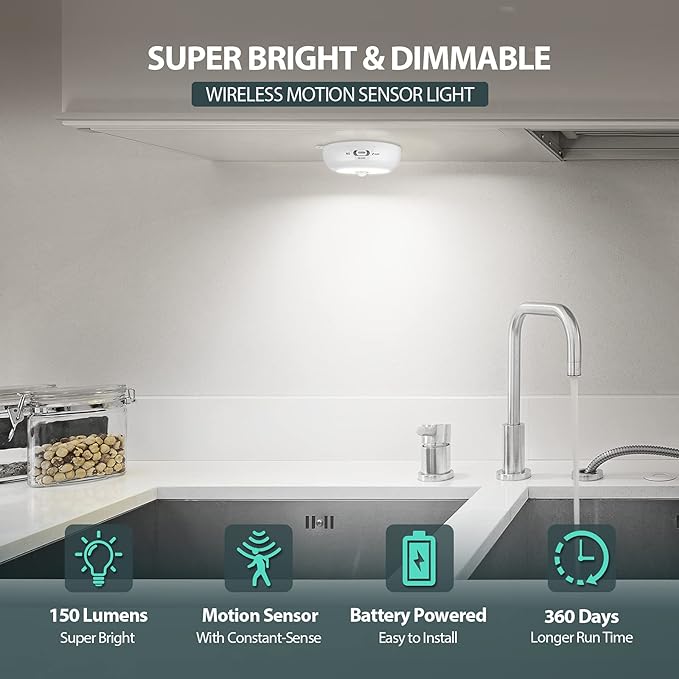 Reoshine Motion Sensor Light Indoor, Under Cabinet Light, Ceiling Lights - Image 2
