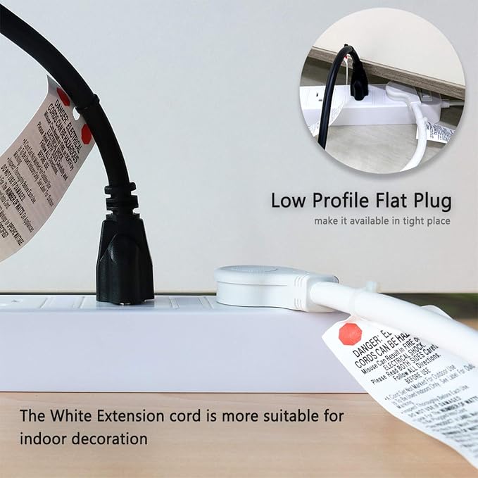 FIRMERST 1875W 10 Feet Extension Cord Heavy Duty Low Profile White 15A - Image 5