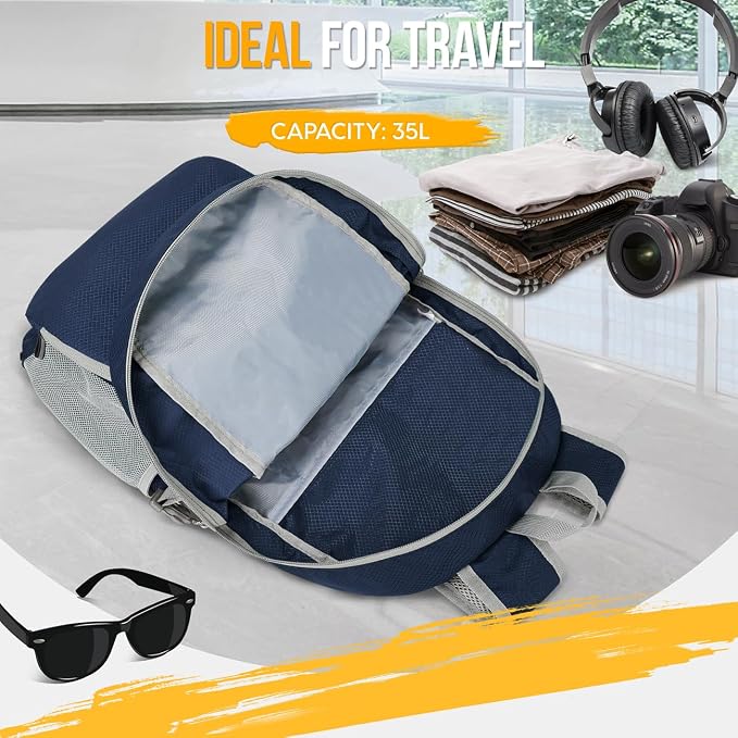 ZOMAKE Lightweight Packable Backpack 35L, Light Foldable Backpacks Water - Image 3