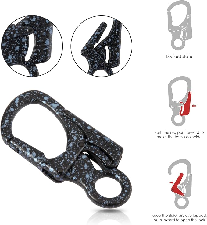 Ahiller Carabiner Clip, Double Anti-Misopening Locking Design, Key Ring Clip - Image 3