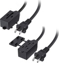 Cable Matters 2-Pack 16 AWG 2 Prong Short Extension Cord 3 ft, 13A 3-Outlet by CableMatters