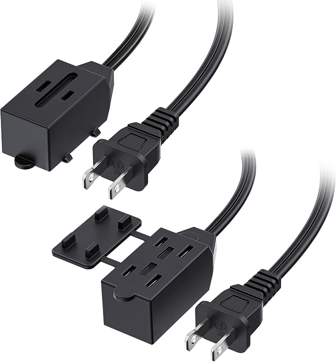 Cable Matters 2-Pack 16 AWG 2 Prong Extension Cord 6 ft, 13A 3-Outlet Extension by CableMatters