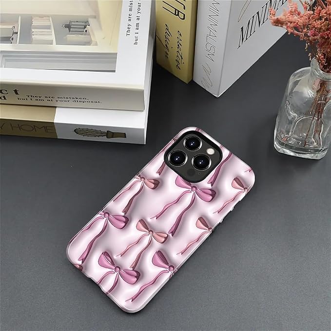 for iPhone 14 Pro Case, HL2 Abstract Ribbons Bows Hybrid 2 Layer Hard Shell - Image 5