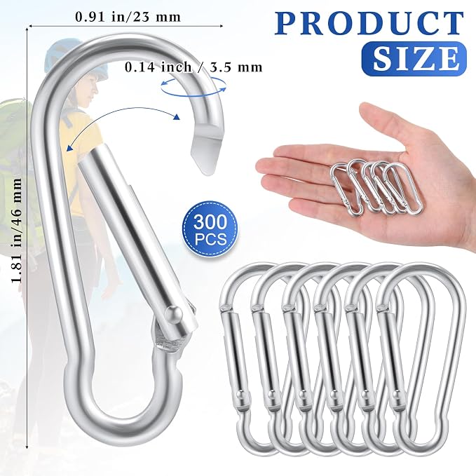 Yaocom 300 Pcs 2" Carabiner Bulk Small Carabiner Clip - Image 2