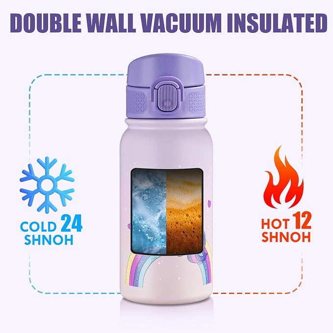 OLDLEY 12oz Kids Water Bottle, Stainless Steel Insulated Water Bottle - Image 6