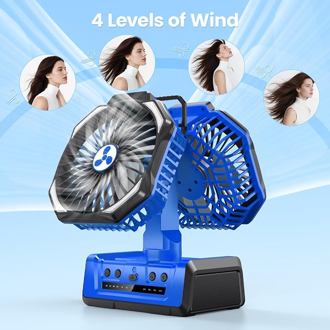 Dual Head Portable Rechargeable Fan 20000mAh Battery Powered Camping Fan - Image 3