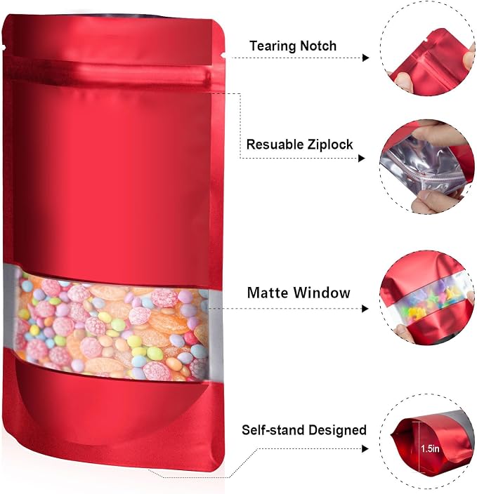 5.5"x7.8" 120pcs Mylar Bags for Food Storage, Smell Proof Bag - Image 3