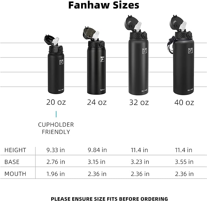 Fanhaw 32 oz Insulated Stainless Steel Water Bottle - Image 6
