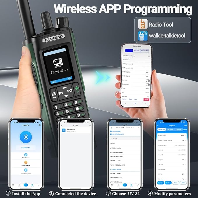 BAOFENG UV-32 Ham Radio Long Range 10W Rechargeable Walkie Talkies UV32 5RM K5 - Image 2