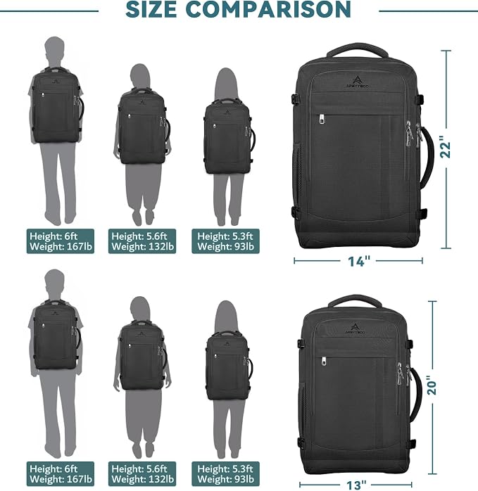 AREYTECO Travel Backpack, 50L Expandable Extra Large Laptop Backpack, Carry On - Image 6