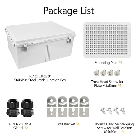 LeMotech Electrical Box, IP67 Waterproof Hinged Cover Stainless Steel Latch - Image 8
