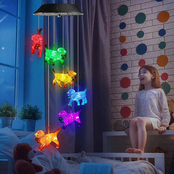 Toodour Solar Wind Chime, Color Changing Wind Chimes Dog, LED Decorative Mobile - Image 5
