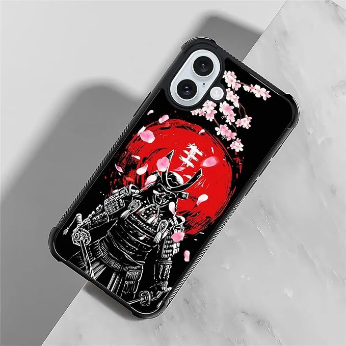 for iPhone 16 Case, Sakura Japanese Samurai Pattern Graphic Design Girl Boy - Image 5