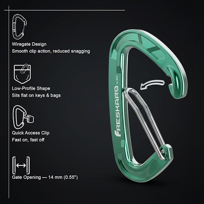 FresKaro 5pcs Nano Carabiner Clips, 8kN 1798lbs, Small Sturdy, Reliable - Image 3