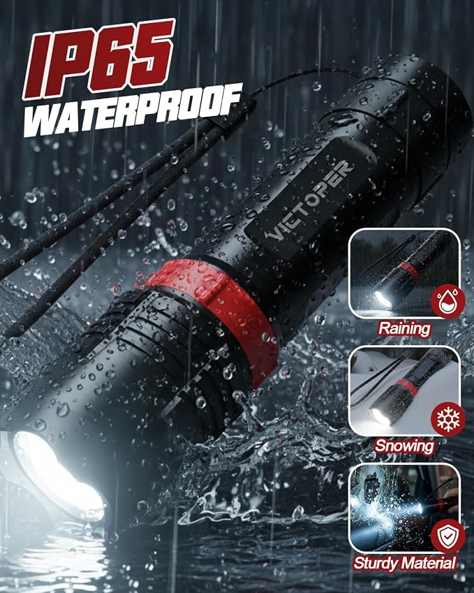 Victoper Rechargeabe Flashlight 2 Pack, High Lumens 5 Modes LED Bright Tactical - Image 7