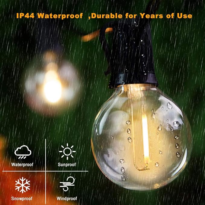 2-Pack 18Ft Outdoor Patio String Lights, UL Listed Commercial Light String - Image 4