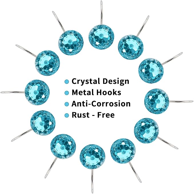 MitoVilla Teal Blue Shower Curtain Hooks Rings, Metal Shower Hooks - Image 4