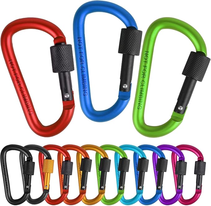 10 Pack Aluminum D Ring Key Rings Clips Locking Carabiner - Image 5
