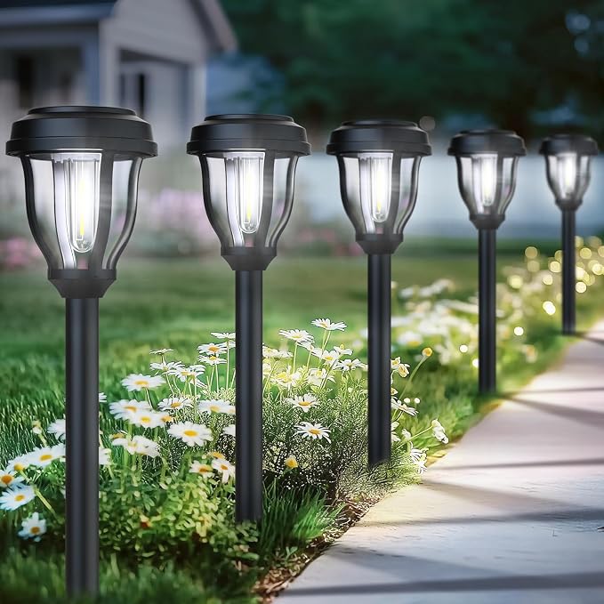 DERAYSION 12 Pack Solar Lights Outdoor, Solar Pathway Lights Auto On/Off - Image 2