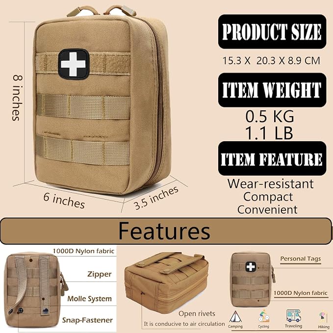 First Aid Kit EMT Medical IFAK Pouch, Molle Tactical Med Emergency Trauma Bag - Image 6