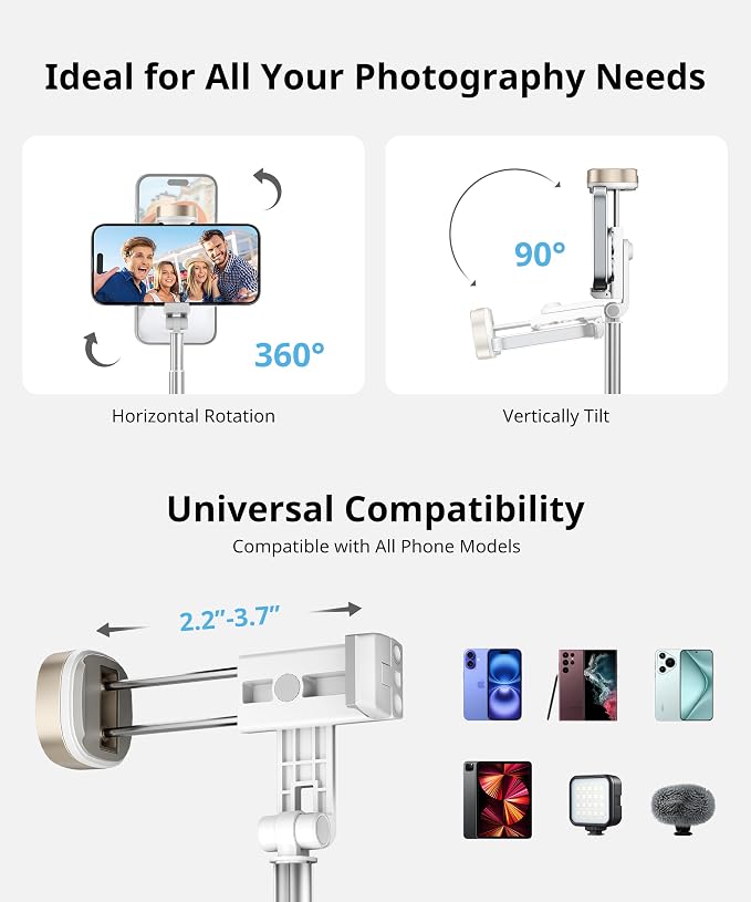 Fuloview 72'' Selfie Stick for iPhone, Tripod Wireless Remote for Selfies - Image 4