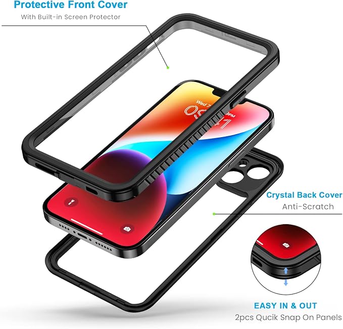 Lanhiem for iPhone 14 Plus Case, IP68 Waterproof Dustproof Shockproof Cases - Image 3