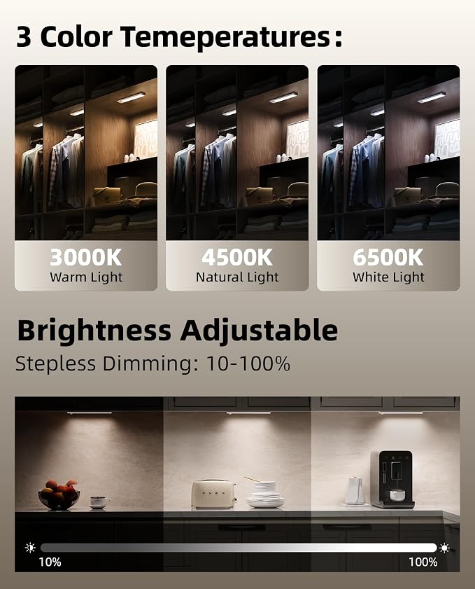 4Pack 7.8inch Under Cabinet Lighting, Rechargeable Motion Sensor Light Wireless - Image 4
