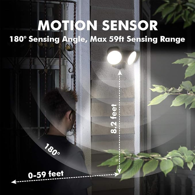 LUTEC 3200 Lumen 32W LED Motion Activated Integrated Dual-Head Flood Light - Image 2