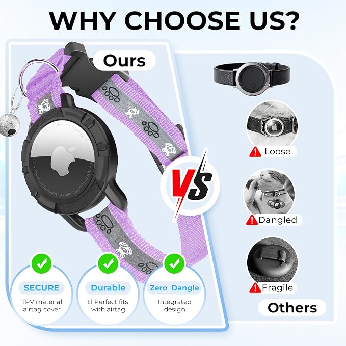 Breakaway AirTag Cat Collar, Reflective Cat Tracker Collar - Image 7