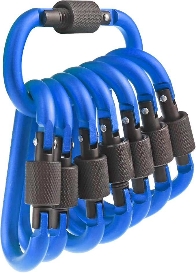 10 Pack Aluminum D Ring Key Rings Hiking Clips Locking Carabiner by IEBUOBO