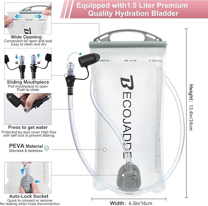 BECOJADDE Running Vest Hydration Backpack - Image 5
