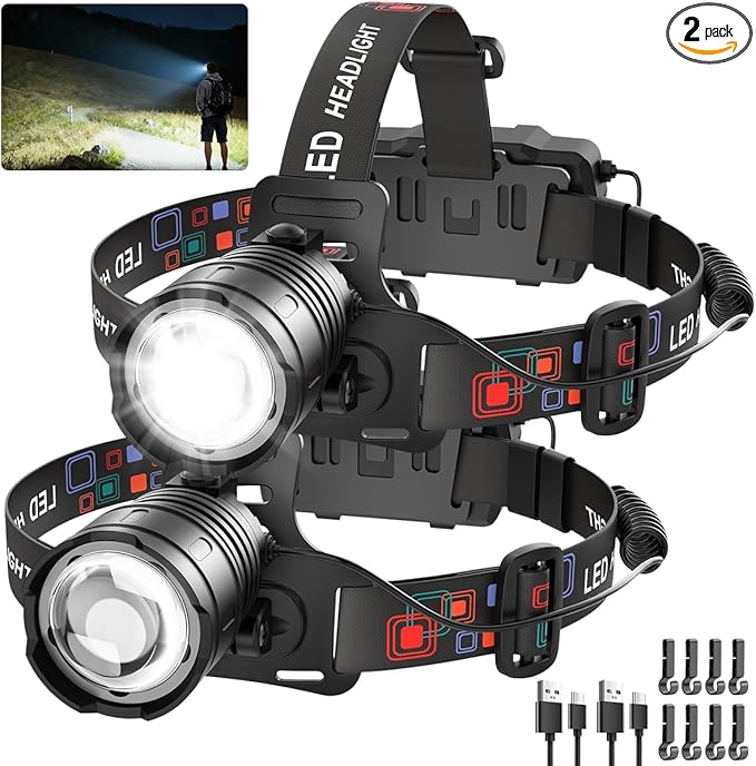 Rechargeable Headlamp High Lumen, 3000L Super Bright Head Lamp, 90° Rotatable by UUYEE