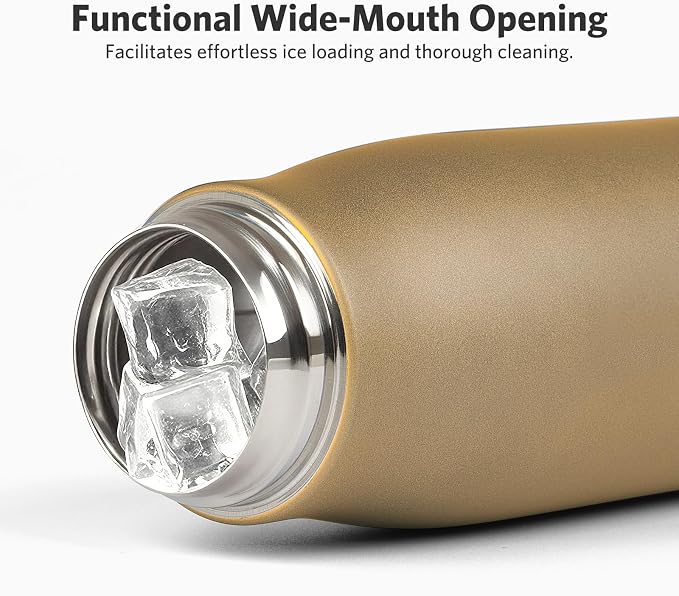 12 oz Insulated Water Bottle, Dusgut Wide Mouth Water Bottle, Stainless Steel - Image 2