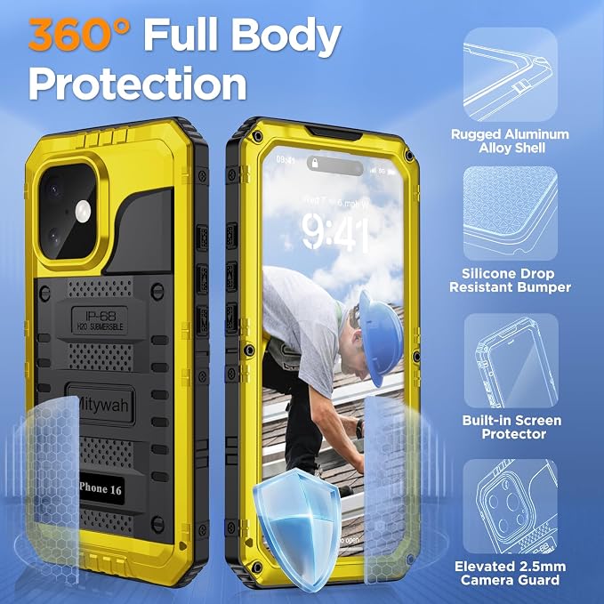 Mitywah Waterproof Case for iPhone 16, Shockproof Heavy Duty Case - Image 5