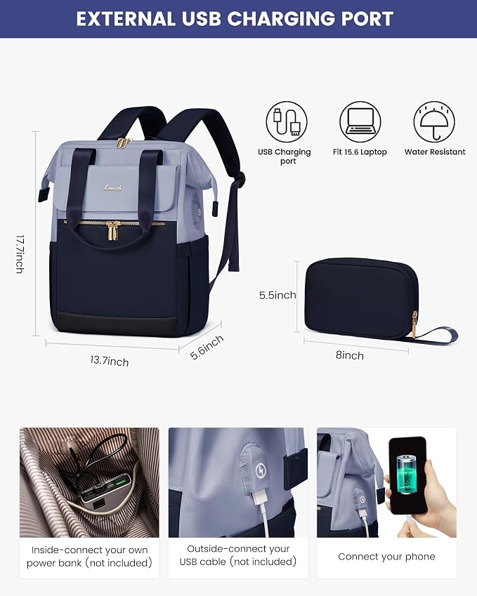 LOVEVOOK Laptop Backpack for Women, 15.6 Inch Work Laptop Bag - Image 4