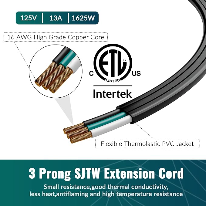 Elecan Flat Plug Extension Cord 50 Ft - Image 5